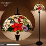 Tiffany Style Floor Standing Lamp W16H64 Inch Tall Stained Glass Hummingbird Design Lampshade 2E26 Antique Reading Light Resin Base S101 WERFACTORY Lamps Bedroom Living Room Bedside Table Lover Gifts