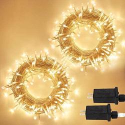 2-Pack Christmas String Lights Outdoor/Indoor, Super Bright 200 LED Christmas Tree Lights with 8 Modes, Outdoor Waterproof Fairy Lights for Wedding Party Bedroom Garden (Warm White)