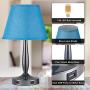 Touch Table Lamp with USB Ports for Bedroom, Kakanuo Turquoise Blue Touch Bedside Lamp with 2 USB Charging Ports, 3 Way Dimmable Nightstand Lamp for Living Room and Office (LED Bulb Included)