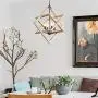 WoodenChandelier Ceiling Pendant Light 4 Candle Holder Lights Vintage Industrial Rustic Hanging Square Ceiling Lamp Light Fixture for Bedroom Kitchen Island Livingroom Farmhouse Foyer