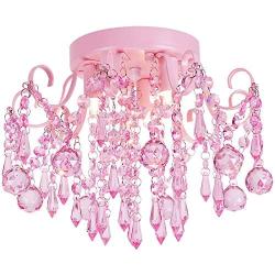 Q&S Mini Chandelier Crystal,Pink Chandelier, Small Crystal Ceiling Light Fixture Bedroom Bathroom Closet,3 Lights G9 W12''