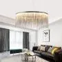 Moooni Modern Round Aluminum Tassel Linear Chandelier Pendant Ceiling Light Fixture for Bedroom Dining Room Kitchen Island Over Table W32'' x H 14''