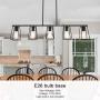 MELUCEE 5-Light Kitchen Island Lighting Farmhouse Dining Room Lighting Fixtures Hanging Black Finish with Metal Open Cage, Linear Chandeliers Industrial Pool Table Light