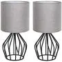 HAITRAL Modern Table Lamps Set of 2 - Black Metal Bedside Lamps for Bedroom, Living Room, Bedside Table, Lamp Set with Hollowed Out Base and Gray Fabric Shade HAITRAL Modern Table Lamps Set of 2 - Black Metal Bedside Lamps for Bedroom, Living Room, Bedside Table, Lamp Set with Hollowed Out Base and Gray Fabric Shade