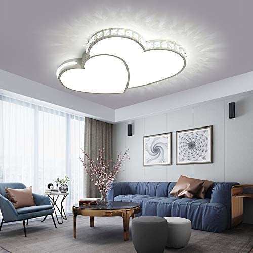 Gdrasuya10 Heart Shape Crystal Ceiling Light Fixture Chandelier 110 24W Modern Ceiling Lamp for Living Room Bedroom Restaurant - Cool White Light