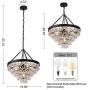 Wellmet Crystal Chandelier, Modern Farmhouse 6 Lights Tiers Crystal Light, Rustic Hanging Ceiling Pendant Lighting Fixture for Foyer, Bedroom, Living Dining Room, Entryway, Kitchen Island, 20”Dia