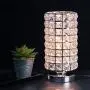 HAITRAL Crystal Table Lamp - Elegant Decorative Bedside Night Light Lamp, Chrome Silver Desk Lamp for Bedroom, Living Room, Girls Room or as Ideal Gifts (HT-BD016)