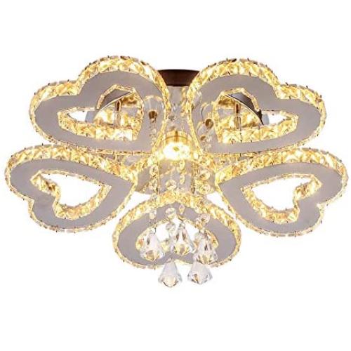 LED Crystal Chandelier Modern Ceiling Light 5-Heart Shape Chandelier Lighting Fixture Flush Mount Pendant Light for Bedroom Living Room Hobby Hallway,Warm White LED Crystal Chandelier Modern Ceiling Light 5-Heart Shape Chandelier Lighting Fixture Flush Mount Pendant Light for Bedroom Living Room Hobby Hallway,Warm White