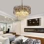 Q&S Crystal Chandelier Lighting, Modern Chrome Chandeliers, K9 Crystal Smoky+Clear, 4 Lights Pendant Light Ceiling Light Fixture For Dining Room, Living Room, Kitchen Island,W17.1''.