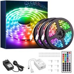 Onforu 50ft RGB LED Strip Lights, Music Synchronized Light Strip with 44 Keys Remote, Color Changing Room Lights with Timing, 5050 RGB Tape Light, DIY Multicolor Rope Light for Bedroom, TV, Party, Bar