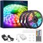 Onforu 50ft RGB LED Strip Lights, Music Synchronized Light Strip with 44 Keys Remote, Color Changing Room Lights with Timing, 5050 RGB Tape Light, DIY Multicolor Rope Light for Bedroom, TV, Party, Bar
