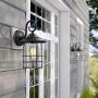 Emliviar 1-Light Outdoor Wall Sconce, Outside Porch Light in Black Finish with Clear Seeded Glass, 1803CW2