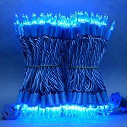 Blue LED Christmas Lights with Blue Wire, 66 Ft 200 LED UL Certified Same Color String Light, End to End Connectable Indoor & Outdoor Commercial Grade Holiday Lights Set (Blue)