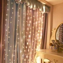 ZHEWEN Curtain Lights 304 LED 9.8 x 9.8Ft Warm White Fairy Lights with 8 Modes and Remote USB Powered String Light Plug in for Wall Decoration and Girls Bedroom Children Indoor Outdoor Christmas Party