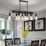 Farmhouse Kitchen Island Light Fixture，8-Light Wooden Metal Industrial Dining Room Chandelier，Island lightingpendant Light