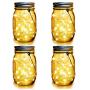 WERTIOO 4 Pack Solar Mason Jars Lights,30 LEDs Hanging Solar Lanterns Garden Decor Outdoor Lights Warm White Table Decor Fairy Lights for Patio Wedding Christmas Party (4 Pack)