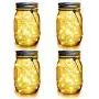 WERTIOO 4 Pack Solar Mason Jars Lights,30 LEDs Hanging Solar Lanterns Garden Decor Outdoor Lights Warm White Table Decor Fairy Lights for Patio Wedding Christmas Party (4 Pack)