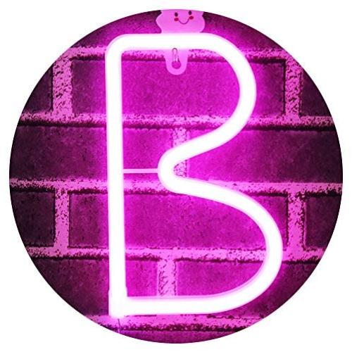 LED Neon Letters Light, Marquee Signs Light Up Letters USB Plug in Batteries Operated Night Light Pink Lamp Words Signs for Kids Teen Girls Bedroom Decor-Pink Letter B