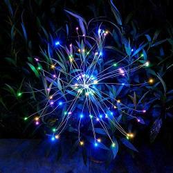 Outdoor Solar Garden Lights，105 LED Solar Powered Decorative Stake Landscape Light DIY Flowers Fireworks Stars for Walkway Pathway Backyard Christmas Party Decor 1 Pack（Mulit-Color）