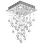 Bestier Modern Crystal Square Raindrop Chandelier Lighting Flush Mount LED Ceiling Light Fixture Pendant Lamp for Dining Room Bathroom Bedroom Livingroom 4 GU10 Bulbs Required 12 in Wide 20 inch High