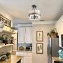 GEPOW Semi Flush Mount Ceiling Light, Farmhouse Fixture with Clear Glass, for Entryway, Dining Room, Foyer, Bedroom, Hallway, Kitchen (Faux Wood Finish Ring)