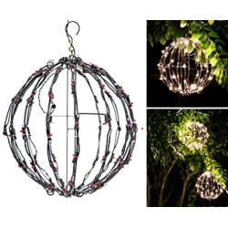 Elf Logic - 12'' Outdoor LED Light Ball - Hanging Tree Globe Light - Use as Outdoor Light Ball - Fold Flat Metal Ball Light Frame (Plug in with Timer, 12 Inch)