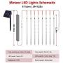 JMEXSUSS Christmas Lights Meteor Shower Rain Lights Solar Powered Meteor Shower Lights 30cm 8 Tube 144 LEDs, Blue Meteor Lights Led Falling Rain Lights for Xmas Tree Weeding Party