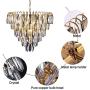 Chandelier Modern K9 Crystal, Flush Mount LED Ceiling Light Fixture Pendant Lamp for Dining Room Bedroom Living Room, 10 E12 LED Bulbs Required, Width 22.84 inch x Height 85.66 inch