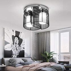 LightInTheBox Black Semi Flush Mount with 2 Lights, Mini Style Chandeliers Modern Ceiling Light Fixture for Hallway, Dining Room, Living Room