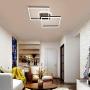 Qcyuui Flush Mount Ceiling Light, LED Modern Square Chandeliers, Coffee Color Kitchen Ceiling Lamp with Metal Acrylic Lampshade for Living Room Dining Room Bedroom Studio (63W, 6500K/Cool White)