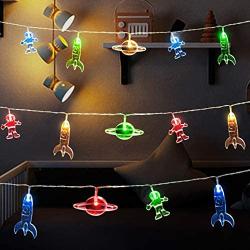 20 LED Childrens Room LED String Light Astronaut Spaceship Rocket Pendants Holiday Party Lights Wall Window Nursery or Kids room Decor Wedding Around the Garden Party Patio Christmas (multicolour)