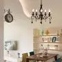 Ganeed French Country Chandeliers,5 Lights Black Crystal Candle Chandelier,Industrial Vintage Pendant Light Fixture Hanging Light for Island Kitchen Dining Room Farmhouse