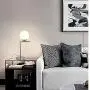 KARMIQI Modern Bedside Table Lamp with Glass Ball Shade, Contemporary Globe Desk Lamps for Living Room, Sliver Nightstand Lamps for Bedroom