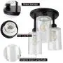 DLLT Semi Flush Mount Ceiling Light Farmhouse, Clear Glass Chandelier Ceiling Light Fixture with 3-Light for Dining Room, Hallway, Kitchen, Bedroom, Entryway, E26 Base Black