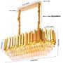 Luxury K9 Crystal Pendant Light,Oval Crystal Chandelier 3 Tiers Raindrop Crystals Flush Mount Ceiling Light Fixture with Adjustable Hanging Chain for Dining Room Living Room,E14 x 10 Lights,Gold