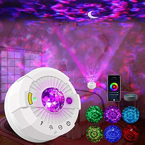 Galaxy Light Projector for Bedroom,Starry Night Light Projector,Nebula Cloud/Ocean Wave,Auto Timer,Star Projector for Kids Adults,Bedroom Light,Ceiling,Smart App Works with Alexa Google Assistant