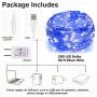Twinkle Star 200 LED 66ft Halloween Fairy String Lights USB & Adapter Powered, Dimmable Control Starry Silver Wire Lights Home Lighting Indoor Outdoor Bedroom Wedding Christmas Party Decoration, Blue