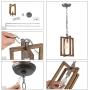 LOG BARN Farmhouse Pendant Light, Pendant Lighting for Kitchen Island with Wooden Crossing Frame, Mini Hanging Lamp for Foyer, Entryway, Dining Room