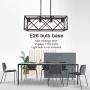 MELUCEE 4-Light Dining Room Chandelier Black Rectangle Rustic Light Fixtures Ceiling Hanging, Farmhouse Pendant Lighting for Kitchen Island Foyer Restaurant