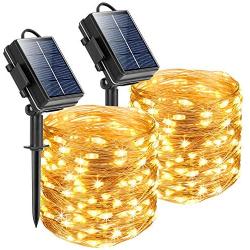 Solar String Lights Outdoor,Solar Fairy Lights,2 Pack Each 65.6FT (787.2 in) 200LED Upgraded Super Bright Solar Lights Outdoor, Waterproof Decorations Rope Lights for Garden,Patio,Christmas Party