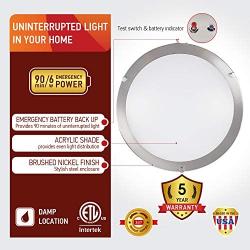 OSTWIN 14 Inch LED Flush Mount Emergency Light for Home Power Failure, Dimmable Round Light Fixture, 20W (120W Eq.), 1400 Lm, 3000K (Warm White), Brushed Nickel Finish, ETL Listed