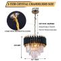 FRIXCHUR Modern Crystal Chandelier Light 3 Tiers Raindrop Crystals Pendant Light Fixture Flush Mount Ceiling Lighting for Dining Room Living Room Kitchen Island Hallway Restaurant,E12 x 5 Lights