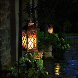 Eigreen Hanging Solar Lantern Lights PVC Outdoor Waterproof LED Flickering Flameless Candle Decorative Solar Lantern , for Patio Courtyard Garden (1pack)