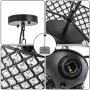 Lingkai Crystal Chandelier Pendant Light Fixture 3-Light Hanging Pendant Ceiling Lamp Caged Metal Drum Shade Black Finish