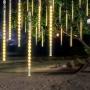 OMGAI LED Meteor Shower Rain Lights - Waterproof Drop Icicle Snow Falling Raindrop 30cm 8 Tubes Cascading Lights for Wedding Xmas Home Décor, WarmWhite