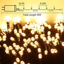 EEW 95FT 240LED Christmas Lights, Waterproof Christmas String Lights Indoor/Outdoor, 8 Mode Green Wire Clear Bulbs Twinkle Lights for Xmas Tree Decorations Wedding Party (Warm White)