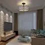 Modern Semi Flush Light Fixture Ceiling, DLLT Bedroom Ceiling Drum Light, Entry Light Fixtures Ceiling Hanging for Dining Room, Kitchen, Hallway, Entry, Foyer, Living Room, 3-Lights-Black Finish