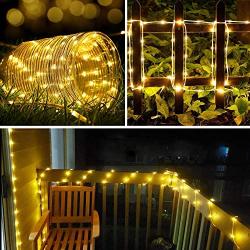 Solar Rope Lights Outdoor,Solar String Lights,Clear Tube LED Rope Light,Contain 2 Pack 65.6Ft 200 LED Light,Waterproof Solar Fairy Lights for Garden,Fence,Yard,Party,Christmas Tree Decoration