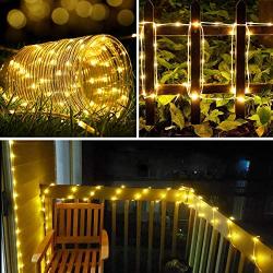 Solar Rope Lights Outdoor,Solar String Lights,Clear Tube LED Rope Light,Contain 2 Pack 65.6Ft 200 LED Light,Waterproof Solar Fairy Lights for Garden,Fence,Yard,Party,Christmas Tree Decoration