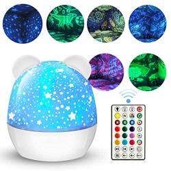 Star-Projector-Night-Light-for-Kids, Bedroom Decor with Remote Control 360-Degree Rotating Projection Galaxy Lamp 15 Colors and 6 Film for Birthday Nursery Baby Christmas